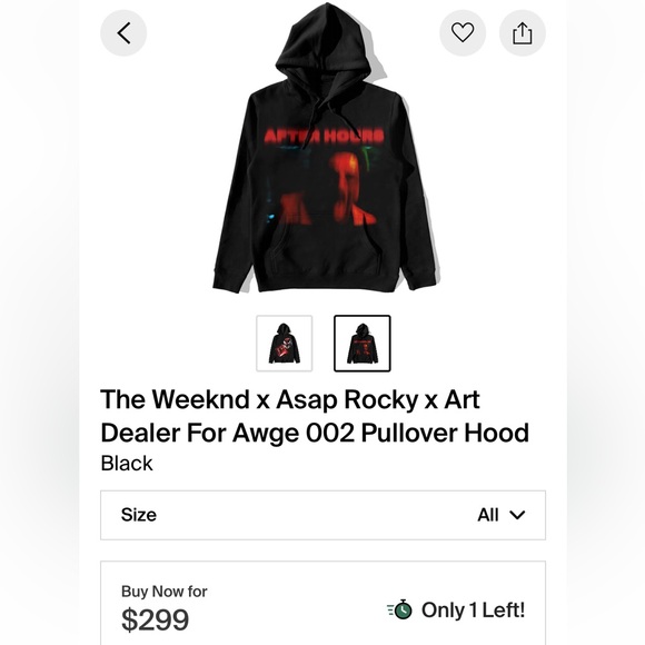 The Weeknd Asap Rocky Art Dealer For Awge 002 Pullover Hood sweatshirt XO merch - Picture 5 of 5